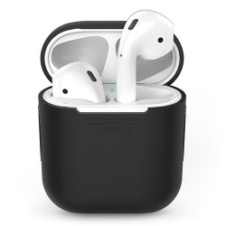 Чохол-накладка (силіконовий) Apple AirPods AhaStyle Black (X001EA1K3H)