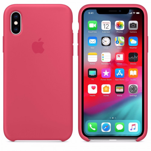 Чехол-накладка (силиконовый) для iPhone XS Silicone Case High Copy Hibiscus
