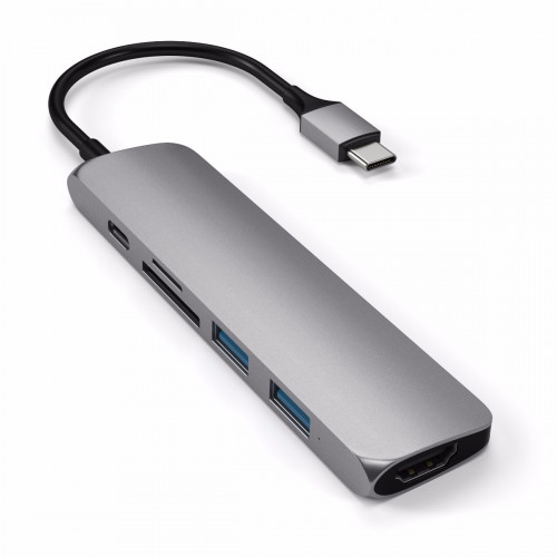 Satechi Aluminum Type-C Slim Multi-Port Adapter 4K V2 Space Gray (ST-SCMA2M)