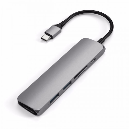Satechi Aluminum Type-C Slim Multi-Port Adapter 4K V2 Space Gray (ST-SCMA2M)