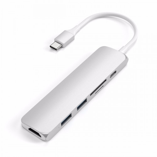 Satechi Aluminum Type-C Slim Multi-Port Adapter 4K V2 Silver (ST-SCMA2S)