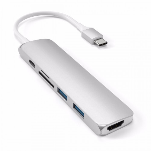 Satechi Aluminum Type-C Slim Multi-Port Adapter 4K V2 Silver (ST-SCMA2S)
