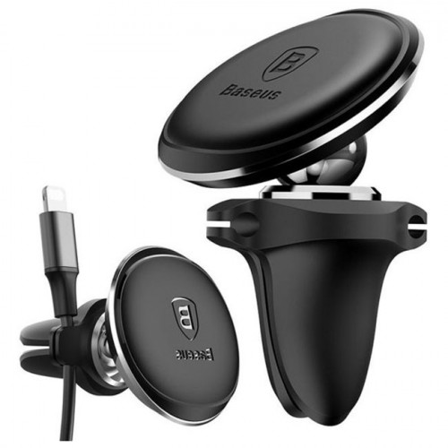 Автомобильный держатель Baseus Magnetic Air Vent Car Mount Holder with Cable Clip Black (SUGX-A01)