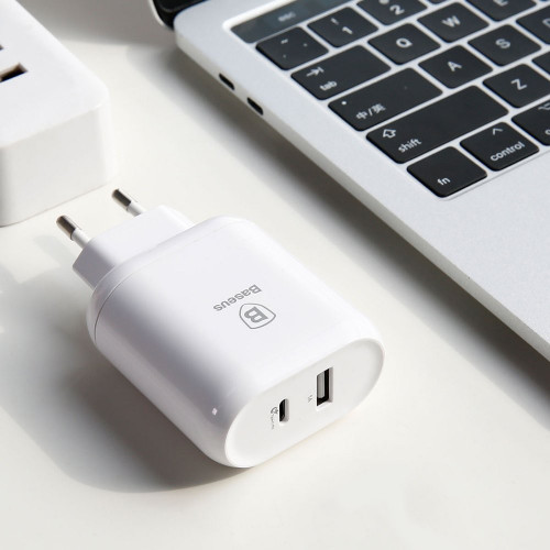 Baseus 32W Bojure Type-C PD+USB Quick Charger EU White (CCALL-BG02)