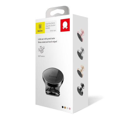 Автомобильный держатель Baseus Small Ears Series Vertical Magnetic Bracket (Genuine Leather Type) Black (SUER-F01)