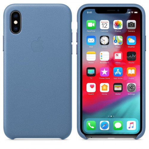 Чехол-накладка (кожаный) Apple iPhone XS Leather Case Cornflower (MVFP2)