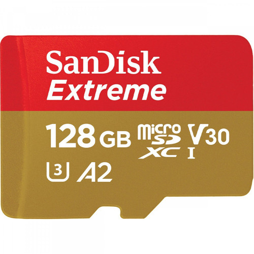 SanDisk 128 GB microSDXC UHS-I U3 Extreme A2 + SD Adapter SDSQXA1-128G-GN6AA