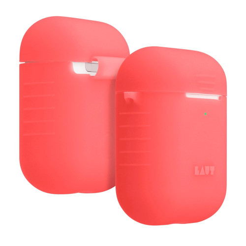 Чехол-накладка (силиконовый) Apple AirPods LAUT POD NEON Electric Coral (L_AP_PN_R)
