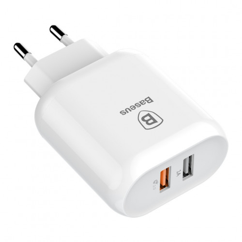 Baseus 18W Bojure Dual-USB Quick Charger EU White (CCALL-AG02)