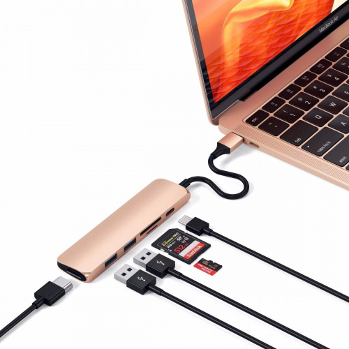 Satechi Aluminum Type-C Slim Multi-Port Adapter 4K V2 Gold (ST-SCMA2G)