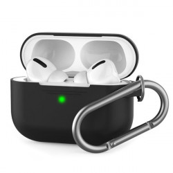 Чохол-накладка (силіконовий) Apple AirPods Pro AhaStyle with Carabiner Black (X002CYL8AJ)