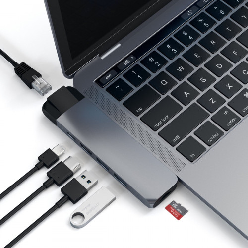 Satechi Aluminum Type-C Pro Hub Adapter with Ethernet Space Gray (ST-TCPHEM)