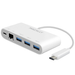 Macally USB-C to USB-A HUB with USB-C Charging/Ethernet Ports (UC3HUB3GBC)