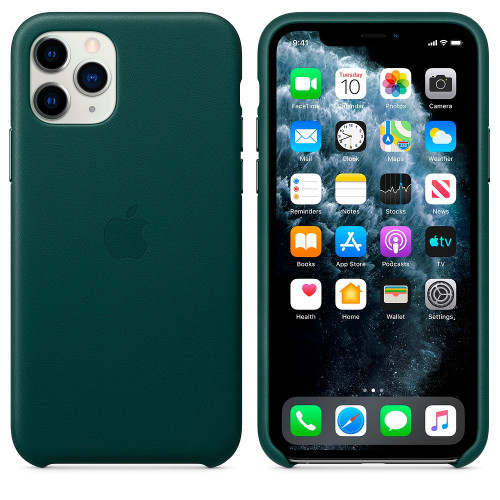 Чехол-накладка (кожаный) для iPhone 11 Pro Leather Case High Copy Forest Green