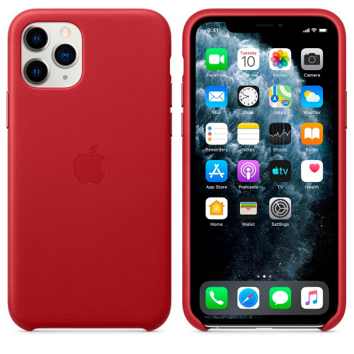 Чехол-накладка (кожаный) для iPhone 11 Pro Max Leather Case High Copy RED