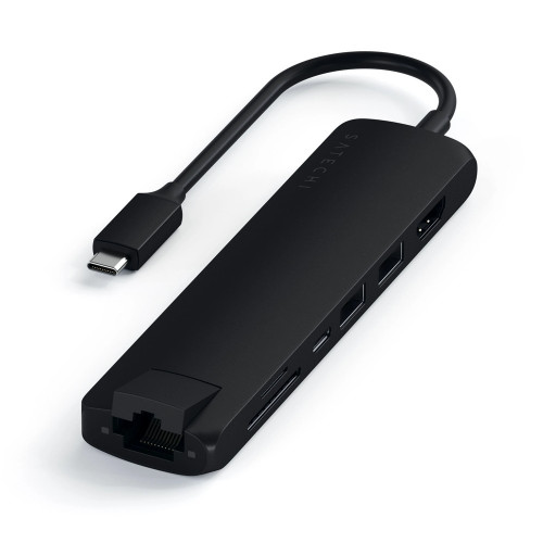 Satechi Aluminum Type-C Slim Multi-Port with Ethernet Adapter Black (ST-UCSMA3K)
