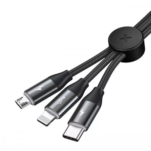 Baseus Car Co-Sharing 3-in-1 Cable 3.5A 1m Black (CAMLT-FX01)