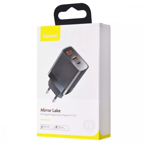 Baseus Mirror Lake PPS Digital Display 1 USB + Type-C 18W Black (CCJMHC-A01)