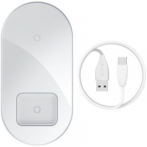 Baseus Wireless Charger Simple 2 in 1 White (WXJK-02)