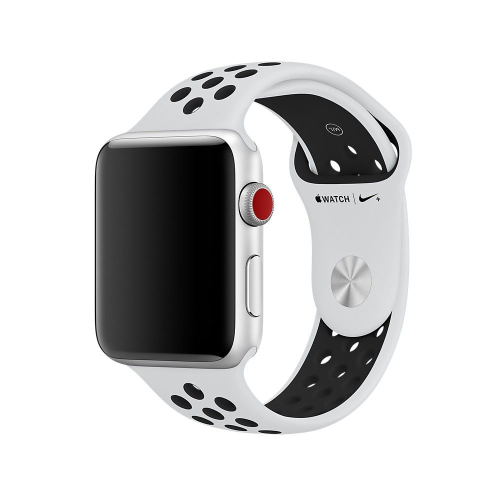 Apple Watch 42 44mm Nike Sport Band Pure Platinum Black MX8F2