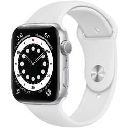 Apple Watch Series 6 GPS 44mm Silver Aluminum Case with White Sport Band (M00D3)