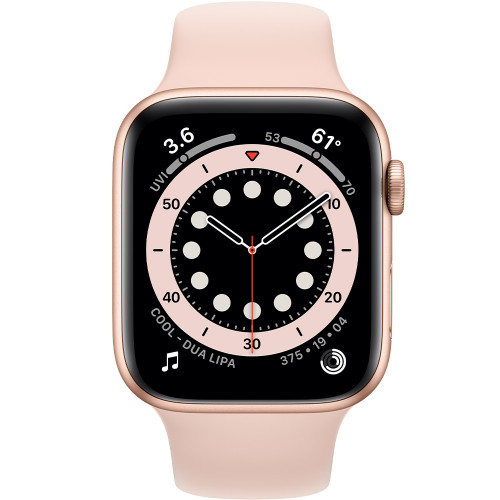 Apple Watch Series 6 GPS + Cellular 44mm Gold Aluminum Case with Pink Sand Sport Band (M07G3, MG2D3, M0G73)