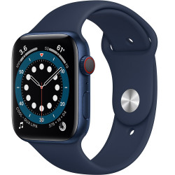 Apple Watch Series 6 GPS + Cellular 44mm Blue Aluminum Case with Deep Navy Sport Band (M07J3, M09A3)