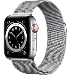 Apple Watch Series 6 GPS + Cellular 40mm Silver Stainless Steel Case with Milanese Loop (M02V3, M06U3)