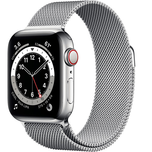 Apple Watch Series 6 GPS + Cellular 40mm Silver Stainless Steel Case with Milanese Loop (M02V3, M06U3)