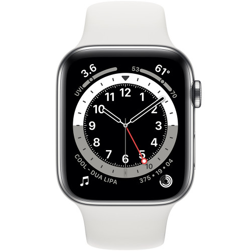 Stainless steel case with white sport band on sale