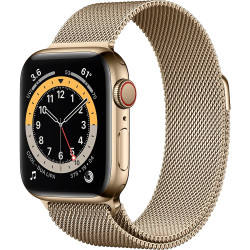 Apple Watch Series 6 GPS + Cellular 44mm Gold Stainless Steel Case with Gold Milanese Loop (M07P3, M09G3)