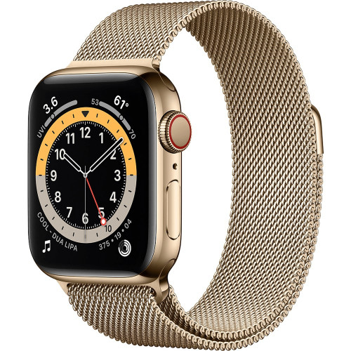 Apple Watch Series 6 GPS + Cellular 44mm Gold Stainless Steel Case with Gold Milanese Loop (M07P3, M09G3)