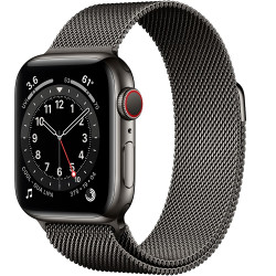 Apple Watch Series 6 GPS + Cellular 44mm Graphite Stainless Steel Case with Graphite Milanese Loop (M07R3, M09J3)