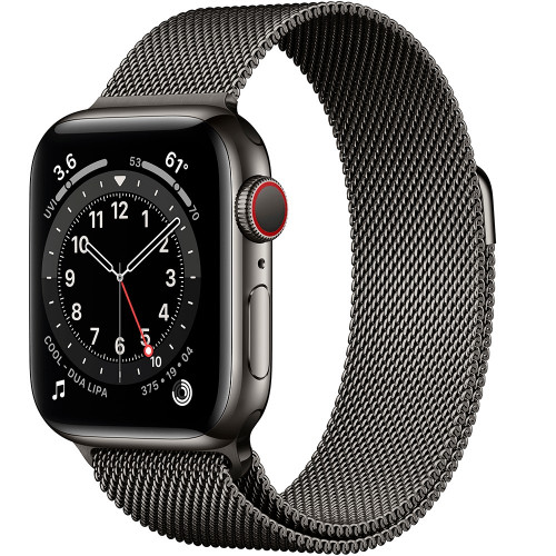 Apple Watch Series 6 GPS + Cellular 44mm Graphite Stainless Steel Case with Graphite Milanese Loop (M07R3, M09J3)