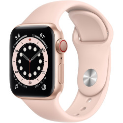 Apple Watch Series 6 GPS + Cellular 40mm Gold Aluminum Case with Pink Sand Sport Band (M02P3, M06N3)