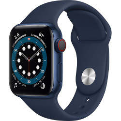 Apple Watch Series 6 GPS + Cellular 40mm Blue Aluminum Case with Deep Navy Sport Band (M02R3, M06Q3)