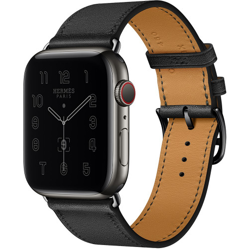 Apple Watch Hermes Series 6 GPS + Cellular 44mm Space Black Stainless Steel Case with Noir Single Tour (MG333)