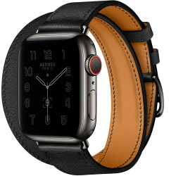 Apple Watch Hermes Series 6 GPS + Cellular 40mm Space Black Stainless Steel Case with Noir Double Tour (MG303)
