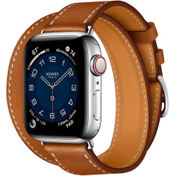 Apple Watch Hermes Series 6 GPS + Cellular 40mm Silver Stainless Steel Case with Fauve Barénia Double Tour (MG2X3)