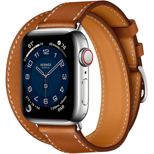 Apple Watch Hermes Series 6 GPS + Cellular 40mm Silver Stainless Steel Case with Fauve Barénia Double Tour (MG2X3)