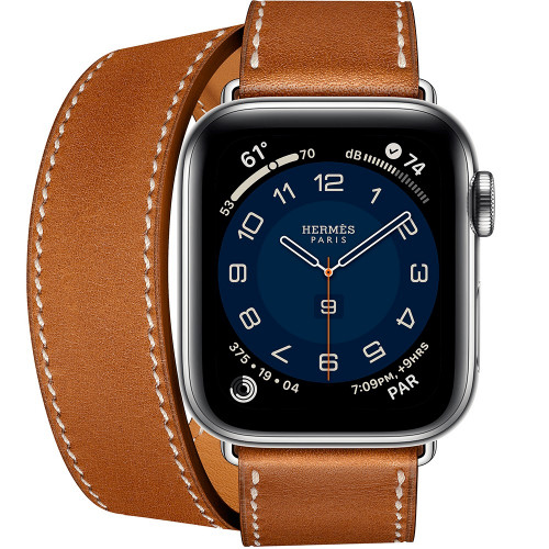 Apple Watch Hermes Series 6 GPS Cellular 40mm Silver Stainless Steel Case with Fauve Barenia Double Tour MG2X3 MR.FIX