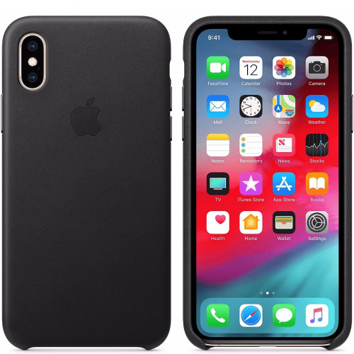 Чехол-накладка (кожаный) для iPhone XS Leather Case High Copy Black