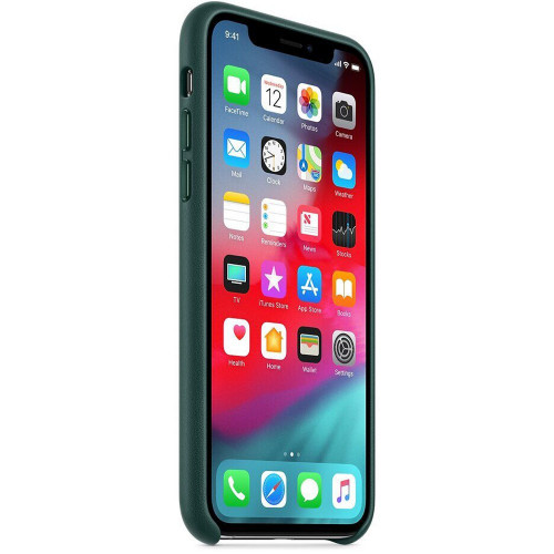 Чехол-накладка (кожаный) для iPhone XS Leather Case High Copy Forest Green