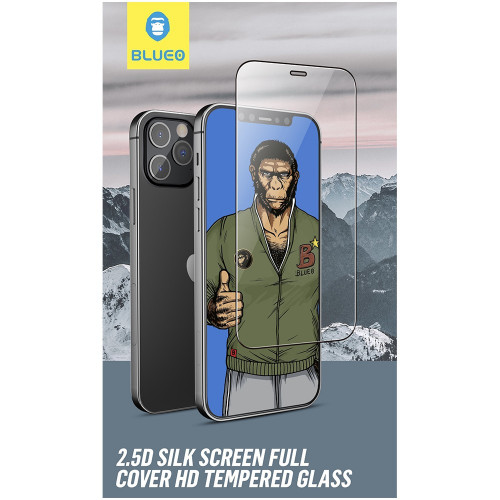 Защитное стекло Apple iPhone 12 Pro Max BLUEO Silk Narrow Border Tempered Glass HD Black