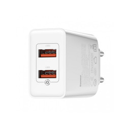 Baseus 18W Speed Mini QC Dual U Quick Charger White (CCFS-V02)