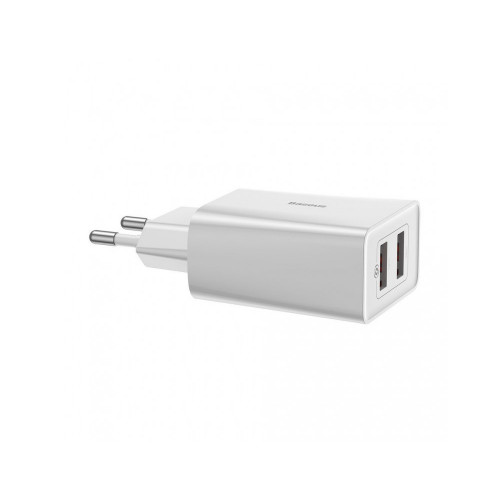 Baseus 18W Speed Mini QC Dual U Quick Charger White (CCFS-V02)