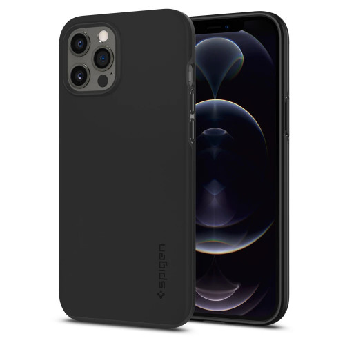 Чехол-накладка (силиконовый) Apple iPhone 12 Pro Max Spigen Thin Fit Black (ACS01612)
