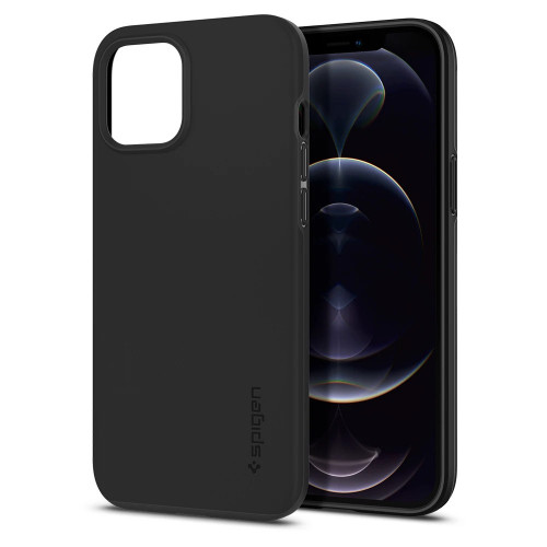 Чехол-накладка (силиконовый) Apple iPhone 12 Pro Max Spigen Thin Fit Black (ACS01612)