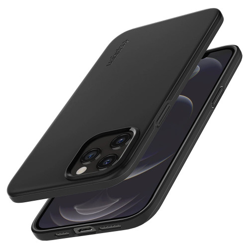 Чехол-накладка (силиконовый) Apple iPhone 12 Pro Max Spigen Thin Fit Black (ACS01612)