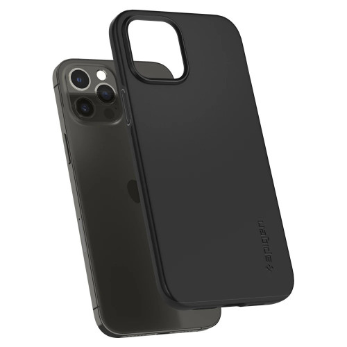 Чехол-накладка (силиконовый) Apple iPhone 12 Pro Max Spigen Thin Fit Black (ACS01612)